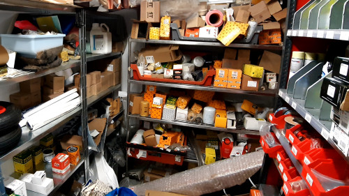 Messy, overstocked workshop